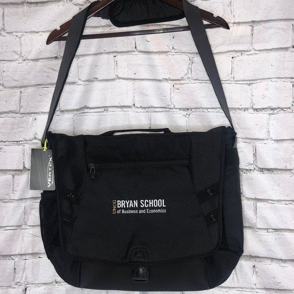NWT Vertex UNCG Bryan School Messenger/Laptop Bag | Black | Unisex - Picture 1 of 9
